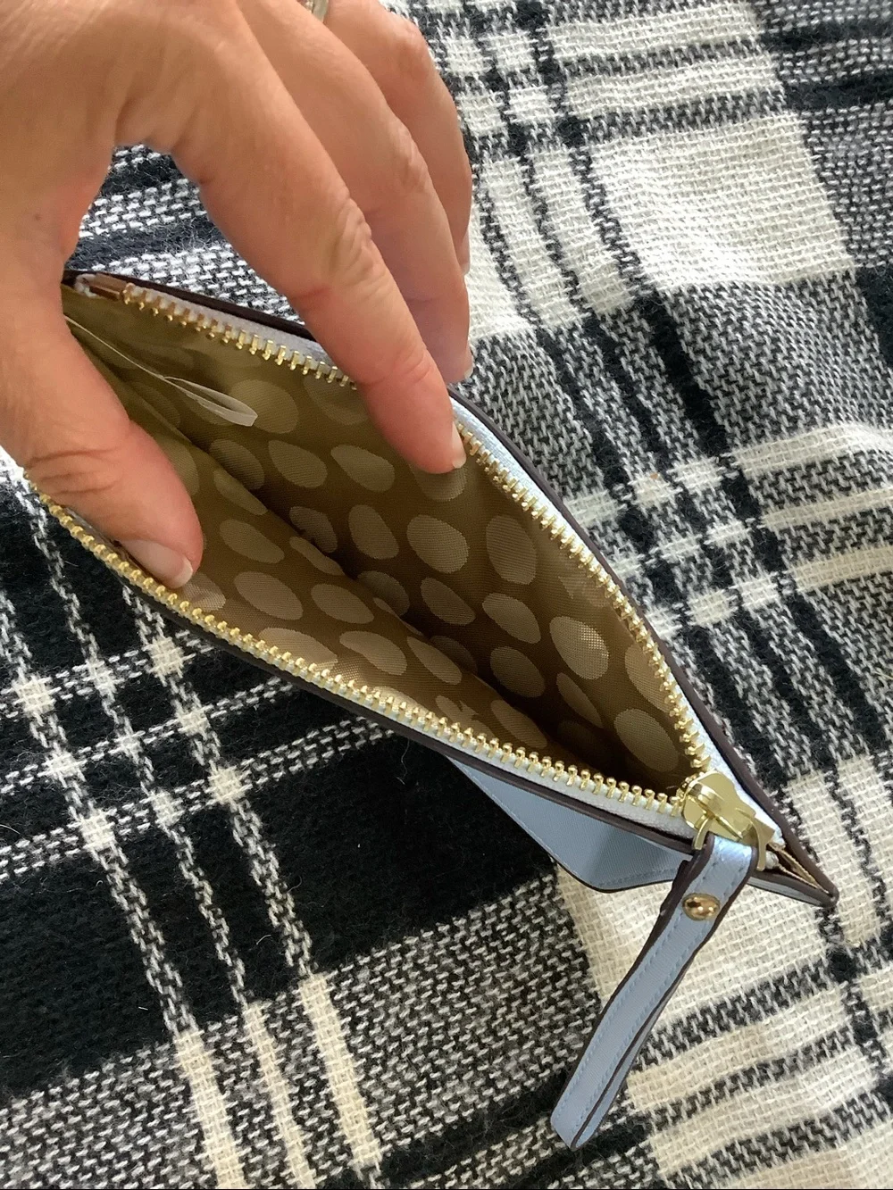 Kate spade light blue large slim wristlet